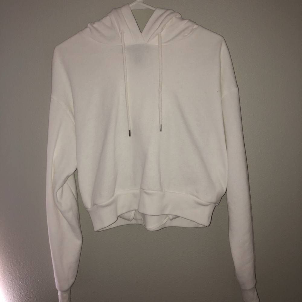 White Crop Hoodie